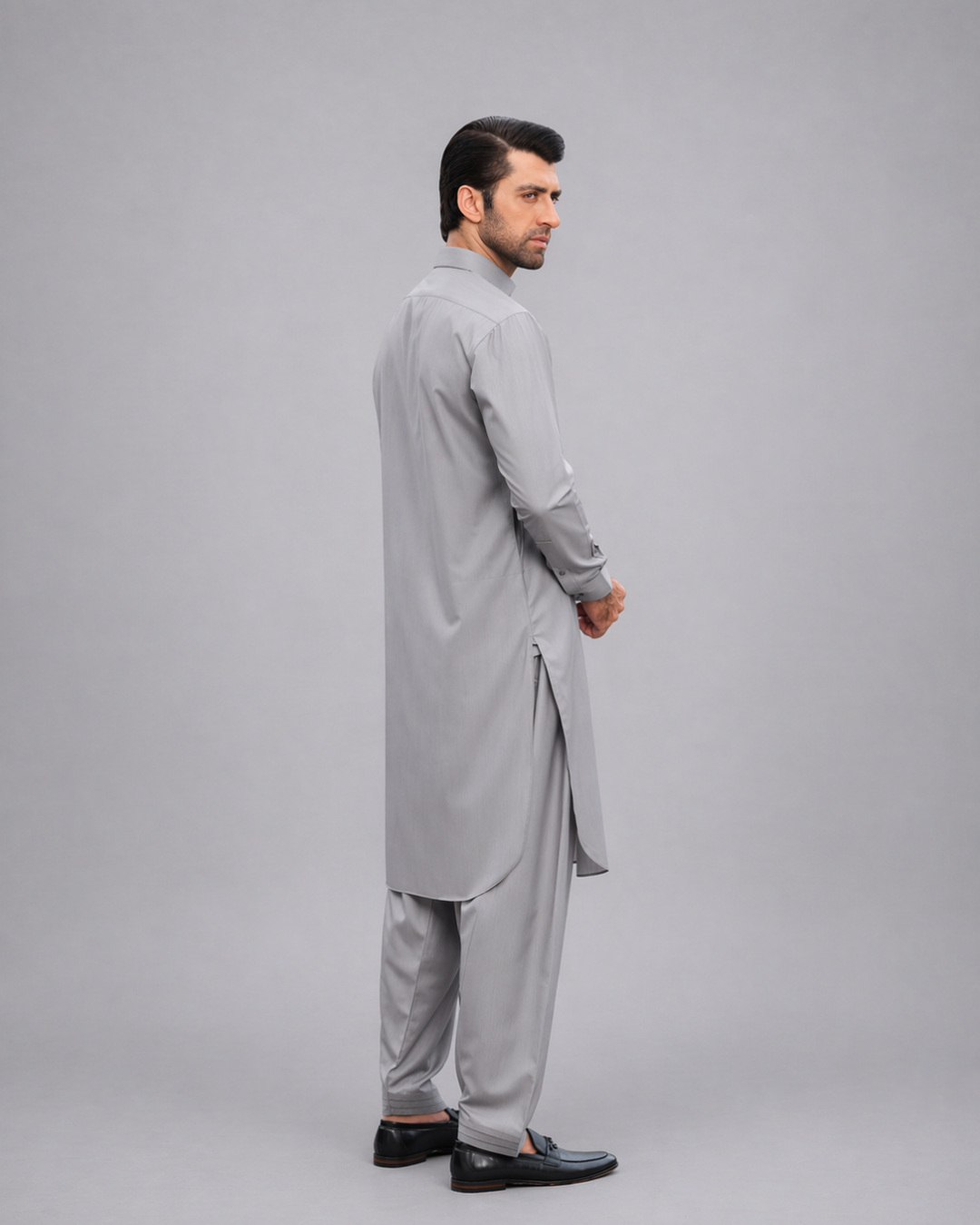 Grey Noqre'i Kameez Shalwar