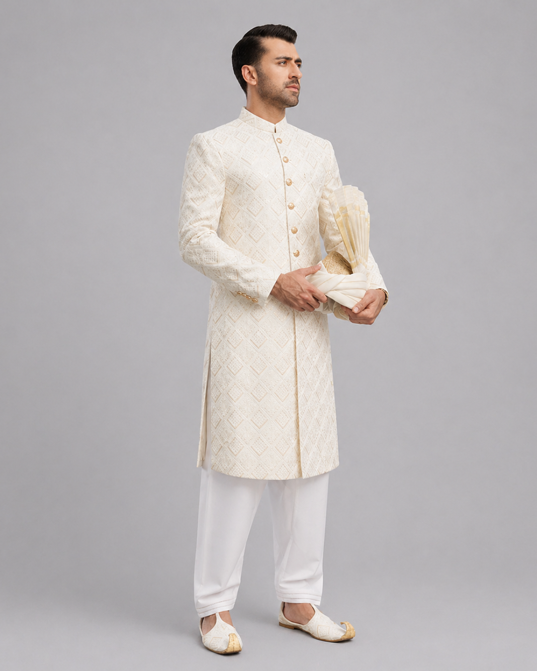 Babar Off White Sherwani