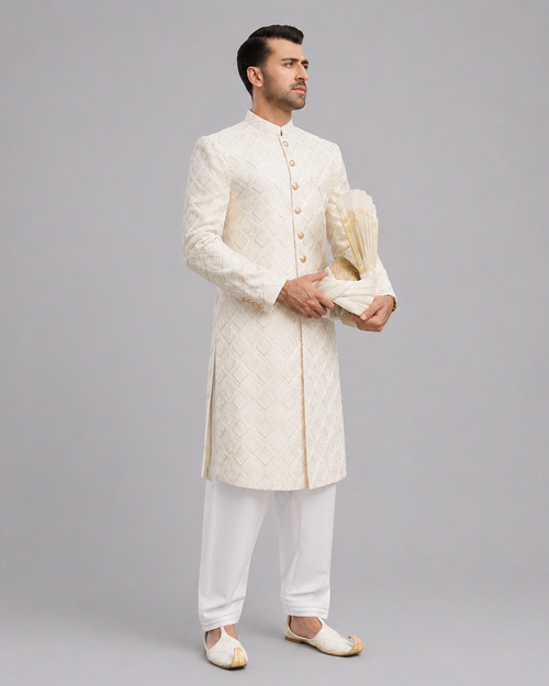 Babar Off White Sherwani