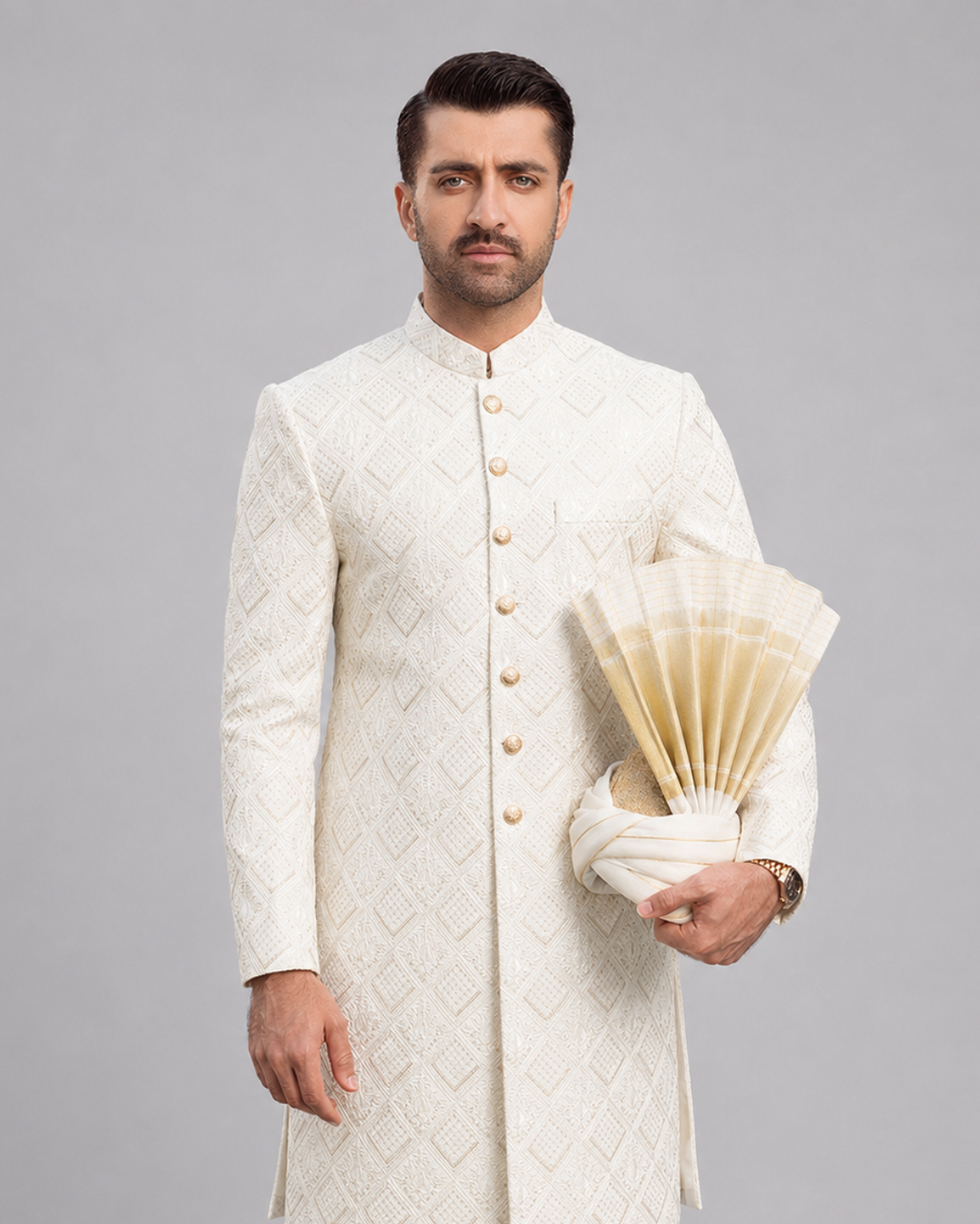 Babar Off White Sherwani