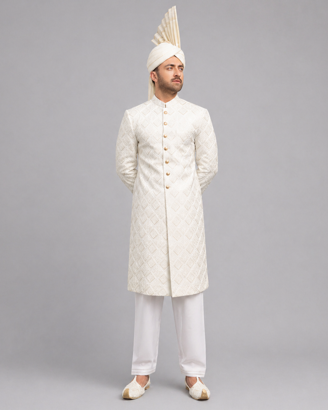 Babar Off White Sherwani