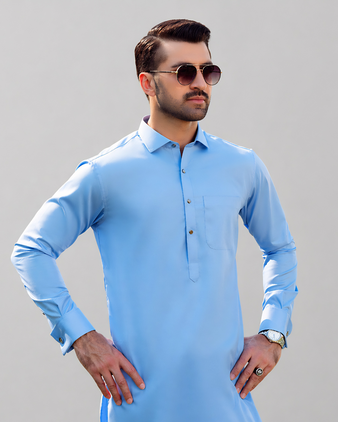 Dawn Blue Kameez Shalwar