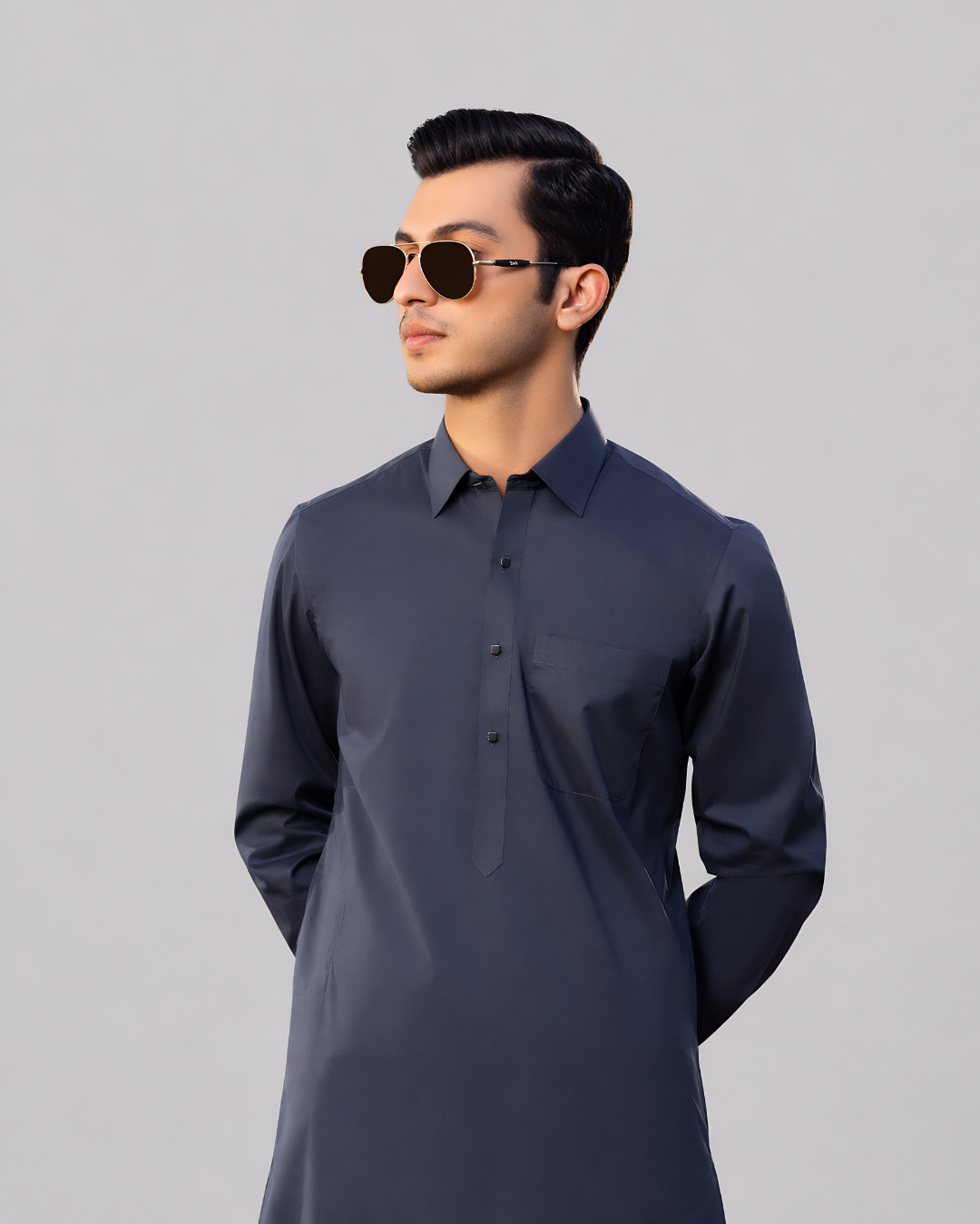 Charcoal Grey Kameez Shalwar
