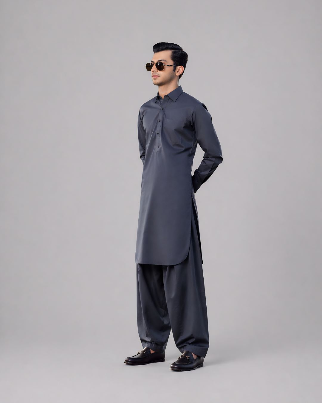 Charcoal Grey Kameez Shalwar
